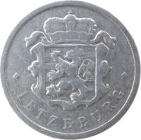 obverse of 25 Centimes (1954 - 1972) coin with KM# 45a from Luxembourg. Inscription: · LETZEBURG ·