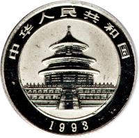 obverse of 10 Yuán - Panda Platinium Bullion (1993) coin with KM# 486 from China.