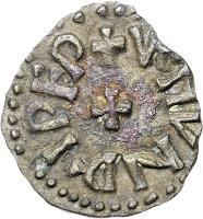 obverse of 1 Styca - Wigmund (837 - 849) coin with SP# 870 from England. Inscription: + VGMVND IPEP