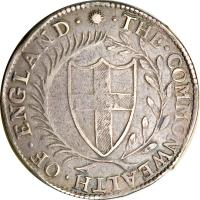 obverse of 5 Shillings - The Commonwealth of England (1649 - 1656) coin with SP# 3214 from England. Inscription: · THE · COMMONWEALTH · OF · ENGLAND ·