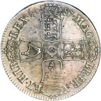 reverse of 1 Crown - James II (1687 - 1688) coin with SP# 3407 from England. Inscription: MAG · BR · FRA · ET · HIB REX · 16 87 ·