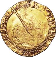 obverse of 1 Unite - James I (1604 - 1619) coin with SP# 2620 from England. Inscription: IACOBVS · MAG · BRIT · FRAN · ET · HIB · REX ·