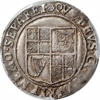 reverse of 1 Shilling - James I (1604 - 1605) coin with SP# 2654 from England. Inscription: QUE · DEVS · C · O??NXIT · NEMO · SEPARET +