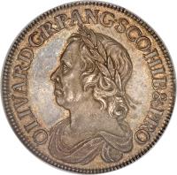 obverse of 1 Crown - The Commonwealth of England (1658) coin with SP# 3226 from England. Inscription: OLIVAR · D · G R · P · ANG · SCO · HIB & PRO