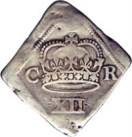 obverse of 1 Shilling - Charles I - Newark siege (1645 - 1646) coin with SP# 3143 from England. Inscription: C R XII