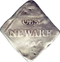 reverse of 1 Shilling - Charles I - Newark siege (1645 - 1646) coin with SP# 3143 from England. Inscription: OBS NEWARK 1645