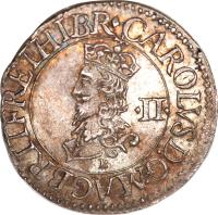 obverse of 1/2 Groat - Charles I (1631 - 1632) coin with SP# 2856 from England. Inscription: CAROLVS D.G:MAGBRIT FR ET HIBR · · II · B