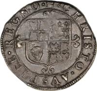 reverse of 6 Pence - Charles II (1660) coin with SP# 3323 from England.