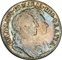 obverse of 1 Shilling - William & Mary (1692 - 1693) coin with SP# 3437 from England. Inscription: GVLIELMUS · ET · MARIA · DEI · GRATIA ·