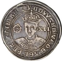 obverse of 12 Pence - Edward VI (1551) coin with SP# 2482 from England.