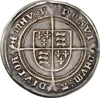 reverse of 12 Pence - Edward VI (1551) coin with SP# 2482 from England.