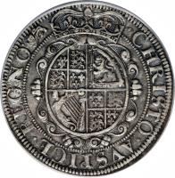 reverse of 1/2 Crown - Charles I (1643 - 1644) coin with SP# 2869 from England.