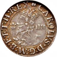 obverse of 4 Pence - Charles I - Aberystwyth mint (1638 - 1642) coin with SP# 2891 from England.