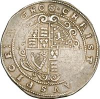 reverse of 1 Crown - Charles I - Tower mint (1634 - 1641) coin with SP# 2758 from England.