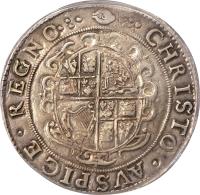 reverse of 1 Crown - Charles I - Tower mint (1645) coin with SP# 2761 from England.