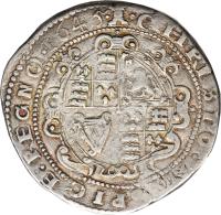 reverse of 1 Crown - Charles I - Exeter mint (1645) coin with SP# 3062 from England.