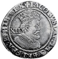 obverse of 12 Pence - James I (1623 - 1624) coin with SP# 2668 from England.