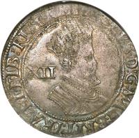 obverse of 12 Pence - James I (1604 - 1619) coin with SP# 2655 from England.