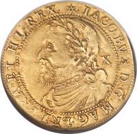 obverse of 10 Shillings - James I (1619 - 1620) coin with SP# 2640 from England.