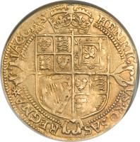 reverse of 10 Shillings - James I (1619 - 1620) coin with SP# 2640 from England.