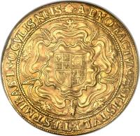 reverse of 1 Rose Ryal - James I (1606 - 1607) coin with SP# 2613 from England.