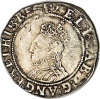 obverse of 1 Shilling - Elizabeth I (1602) coin with SP# 2584 from England.