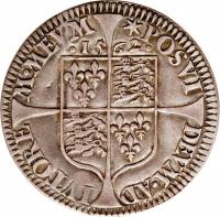 reverse of 1 Groat - Elizabeth I - Milled Issue (1562) coin with SP# 2596 from England.