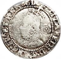 obverse of 3 Pence - Elizabeth I (1572) coin with SP# 2566 from England.