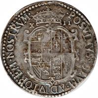 reverse of 12 Pence - Philip & Mary (1554) coin with SP# 2500 from England.