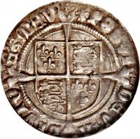 reverse of 1 Groat - Henry VIII (1526) coin with SP# 2337d from England.