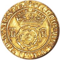 obverse of 1 Crown - Henry VIII (1509 - 1526) coin with SP# 2273 from England.