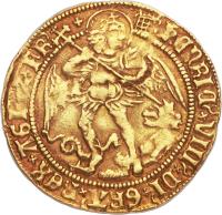 obverse of 1 Angel - Henry VIII (1509 - 1526) coin with SP# 2265 from England.