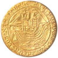 reverse of 1 Angel - Henry VII (1485 - 1502) coin with SP# 2183 from England.