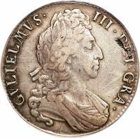 obverse of 1 Crown - William III (1697) coin with SP# 3473 from England.