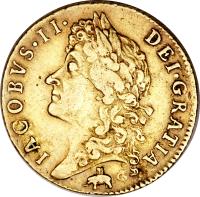 obverse of 1 Guinea - James II (1686 - 1688) coin with SP# 3403 from England.