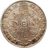 reverse of 1 Crown - Charles II - 1'st Portrait (1662) coin with SP# 3352 from England.