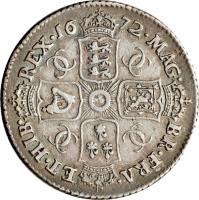 reverse of 1 Shilling - Charles II - 2'nd Portrait (1666 - 1683) coin with SP# 3375 from England.