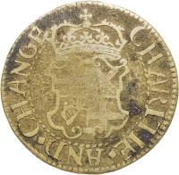 reverse of 1 Farthing - The Commonwealth of England (1657 - 1658) coin with SP# 3230 from England.