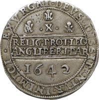 reverse of 10 Shillings - Charles I - Shrewsbury mint (1642) coin with SP# 2920 from England.