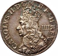 obverse of 4 Pence - Charles II (1660 - 1662) coin with SP# 3383 from England.