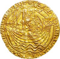 obverse of 1 Noble - Henry VI - Calais mint; Annulet (1422 - 1430) coin with SP# 1803 from England.