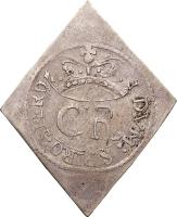 obverse of 1 Shilling - Charles I - Pontefract siege coinage (1648) coin with SP# 3149 from England.