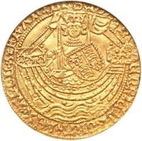 obverse of 1 Noble - Henry VI - London mint; Annulet (1422 - 1427) coin with SP# 1799 from England.