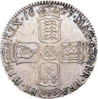 reverse of 1/2 Crown - William III (1696 - 1697) coin with SP# 3487 from England.