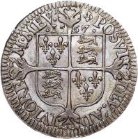 reverse of 6 Pence - Elizabeth I (1567) coin with SP# 2599 from England.