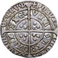 reverse of 1 Groat - Henry VI - Calais mint; Rosette-mascle (1430 - 1431) coin with SP# 1859 from England.