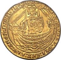 obverse of 1 Noble - Edward III - Treaty Coinage (1363 - 1369) coin with SP# 1502 from England.