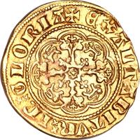 reverse of 1/4 Noble - Edward III - Treaty Coinage (1363 - 1369) coin with SP# 1510 from England.