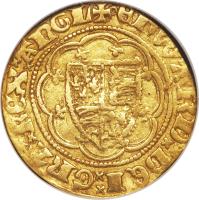 obverse of 1/4 Noble - Edward III - Treaty Coinage (1363 - 1369) coin with SP# 1511 from England.