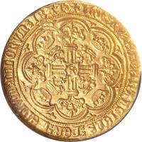 reverse of 1 Noble - Edward III - Post-Treaty Coinage (1369 - 1377) coin with SP# 1521 from England.